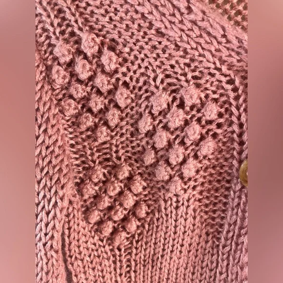 Creation Antonette Pink Textured Knit Cardigan Size M 100% Acrylic [000195] - Picture 6 of 9